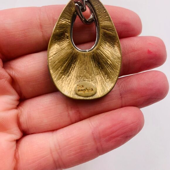 Lia Sophia Verona Gold Slide Pendant Oval Bronze Boho Style - Picture 5 of 5